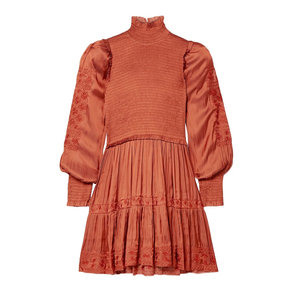 Nwt Ulla Johnson Angelica Dress Rust Size 10 Smock